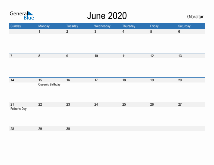 Fillable June 2020 Calendar