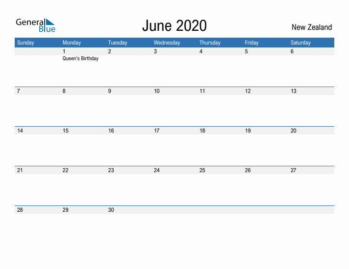 Fillable June 2020 Calendar