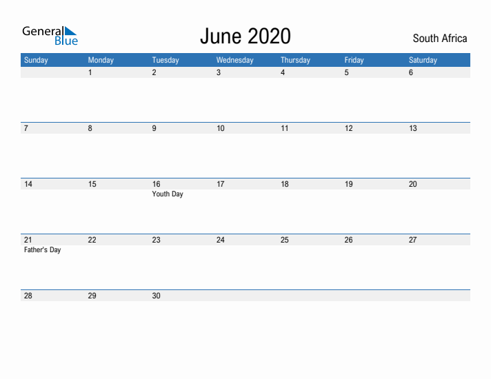 Fillable June 2020 Calendar