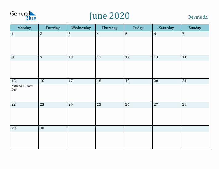 June 2020 Calendar with Holidays