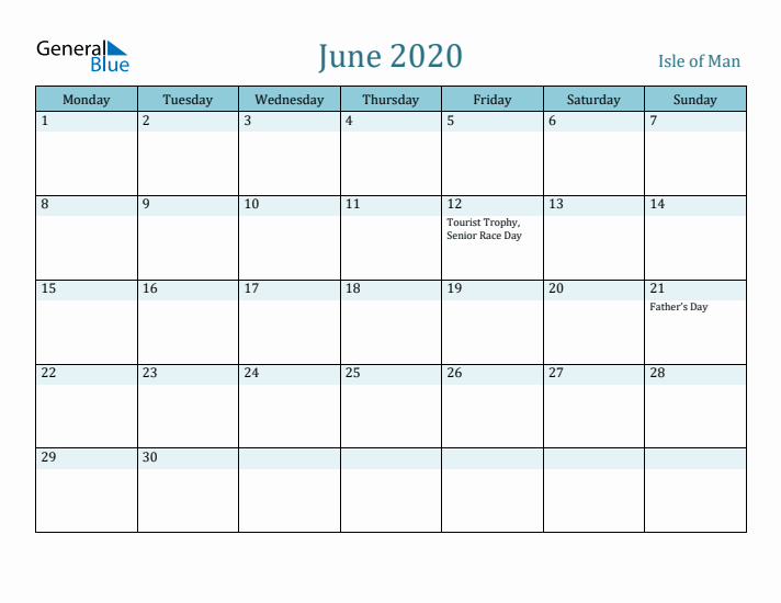 June 2020 Calendar with Holidays