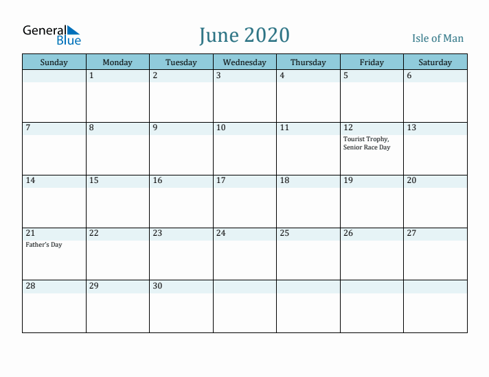 June 2020 Calendar with Holidays