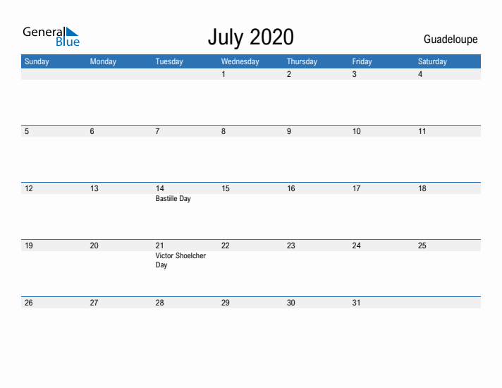 Fillable July 2020 Calendar