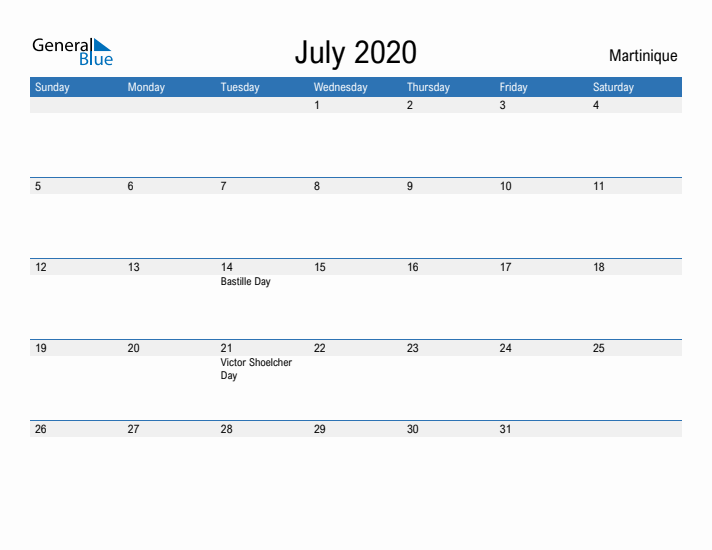 Fillable July 2020 Calendar