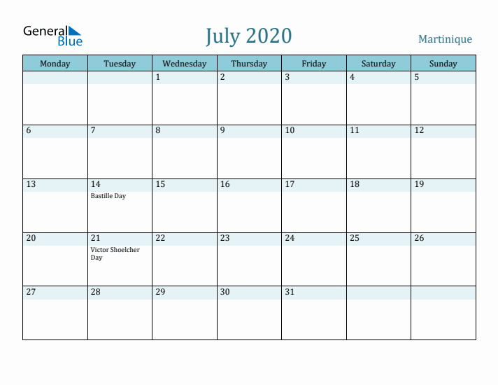 July 2020 Calendar with Holidays