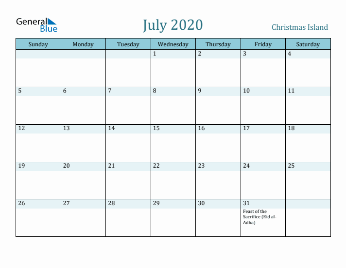 July 2020 Calendar with Holidays