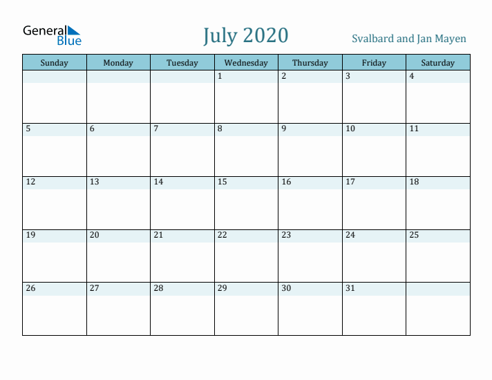 July 2020 Calendar with Holidays