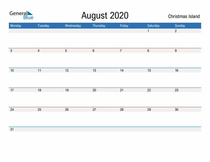 Fillable August 2020 Calendar