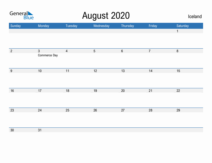 Fillable August 2020 Calendar