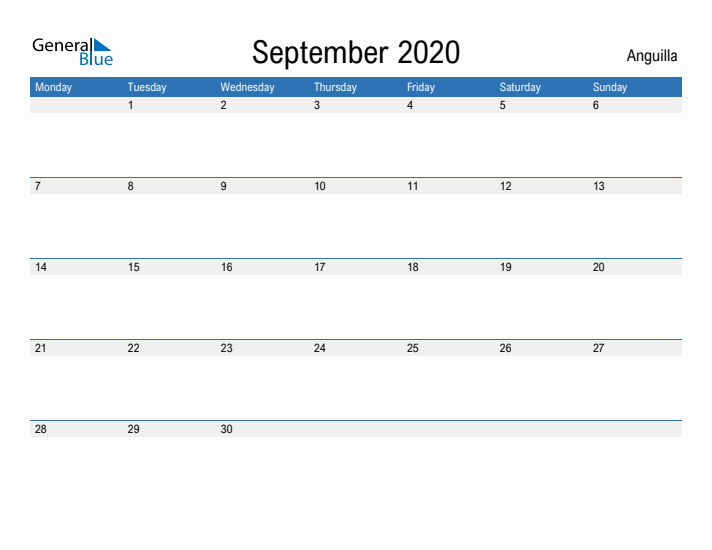 Fillable September 2020 Calendar