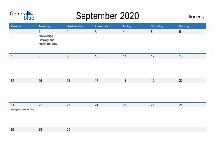 Fillable September 2020 Calendar