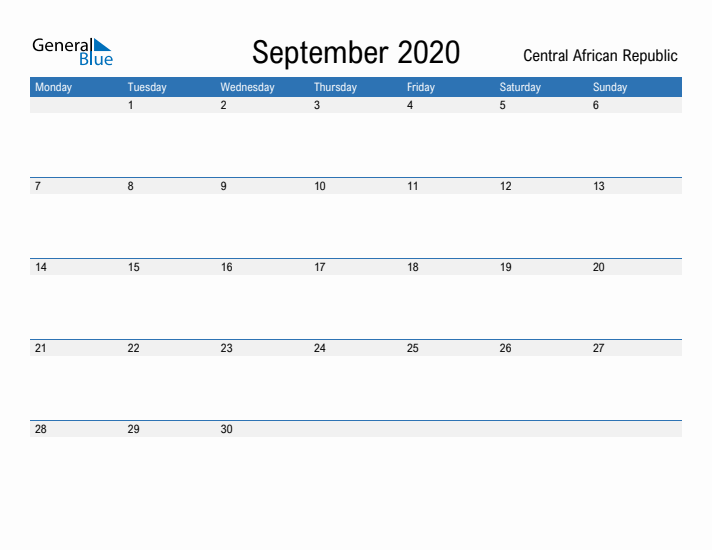 Fillable September 2020 Calendar