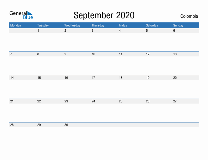 Fillable September 2020 Calendar