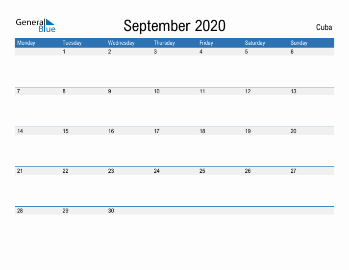 Fillable September 2020 Calendar