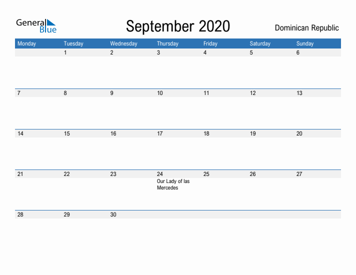 Fillable September 2020 Calendar