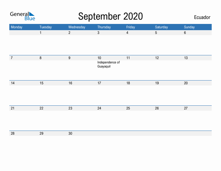 Fillable September 2020 Calendar