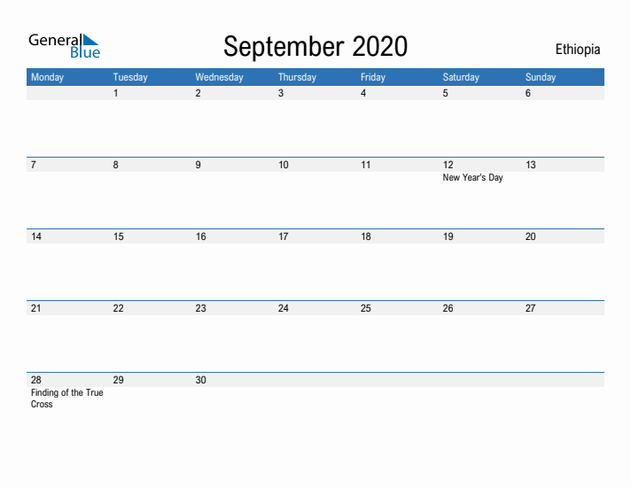 Fillable September 2020 Calendar