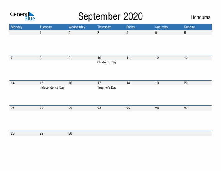 Fillable September 2020 Calendar