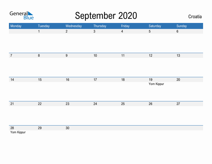 Fillable September 2020 Calendar