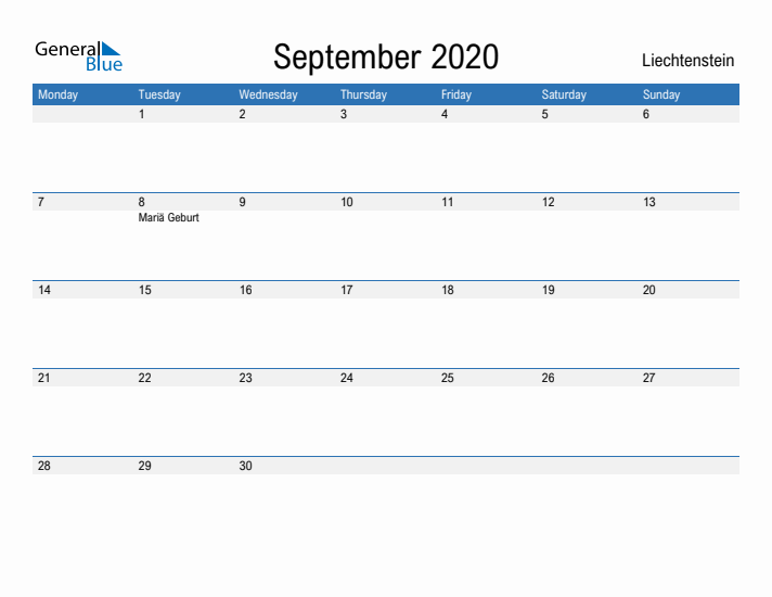 Fillable September 2020 Calendar