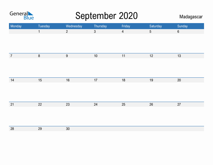 Fillable September 2020 Calendar