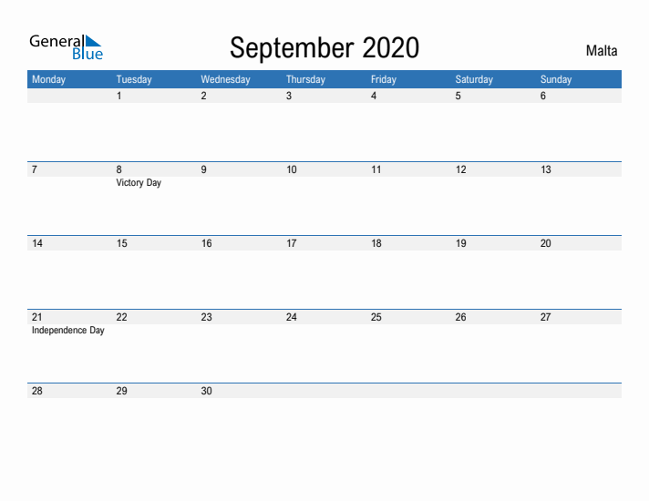 Fillable September 2020 Calendar