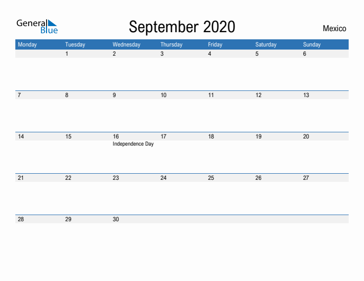 Fillable September 2020 Calendar