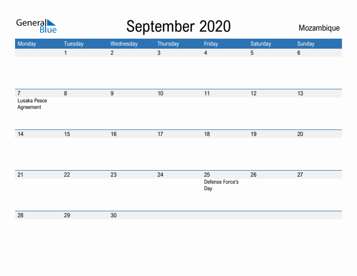 Fillable September 2020 Calendar