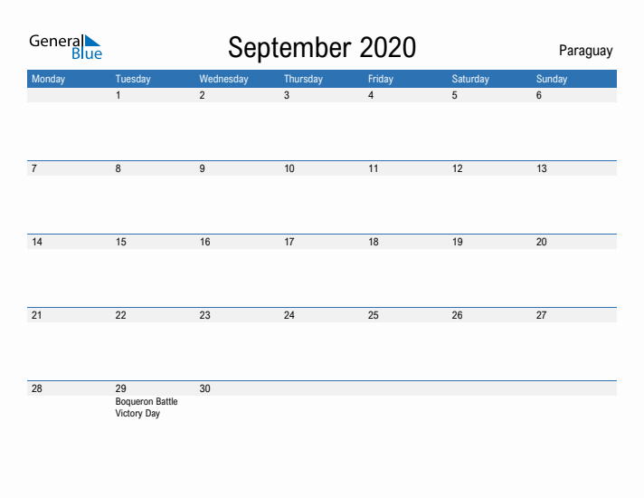 Fillable September 2020 Calendar