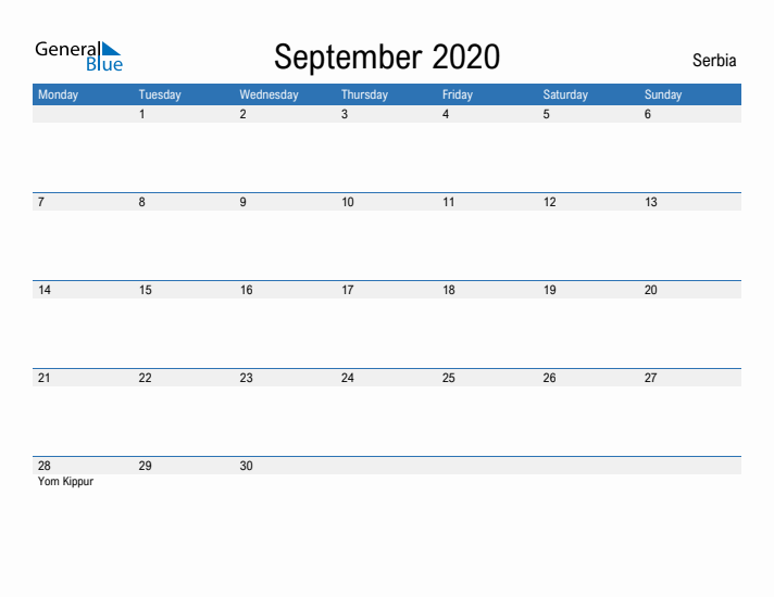 Fillable September 2020 Calendar