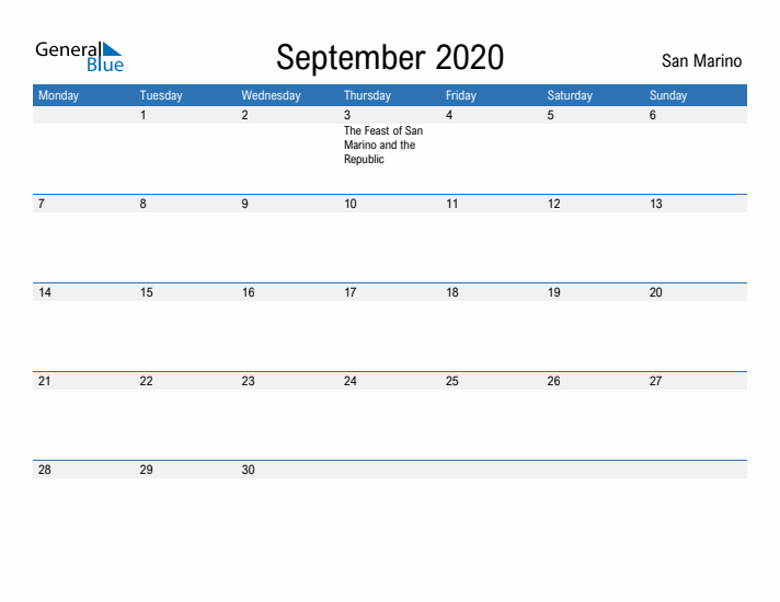 Fillable September 2020 Calendar