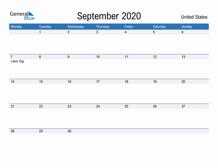 Fillable September 2020 Calendar