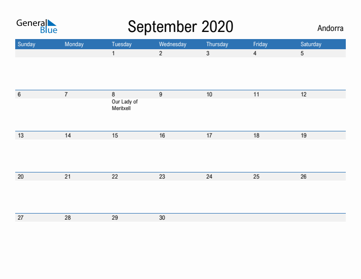 Fillable September 2020 Calendar