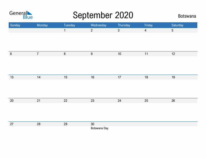 Fillable September 2020 Calendar