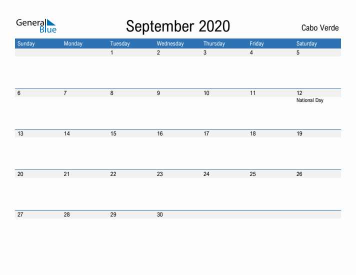 Fillable September 2020 Calendar