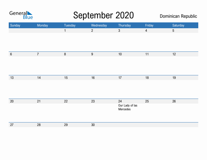 Fillable September 2020 Calendar