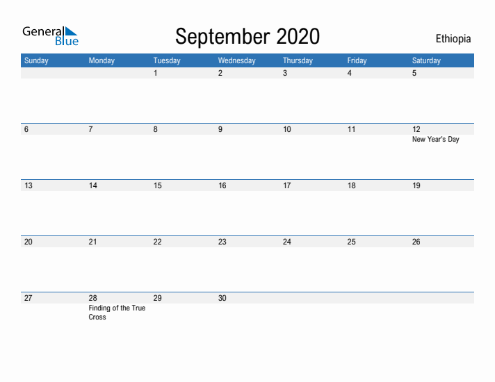 Fillable September 2020 Calendar