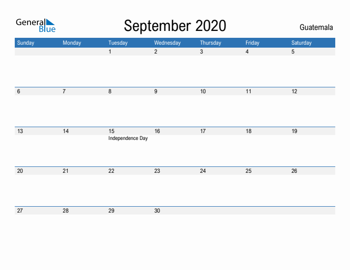 Fillable September 2020 Calendar