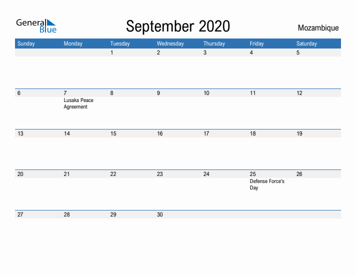 Fillable September 2020 Calendar