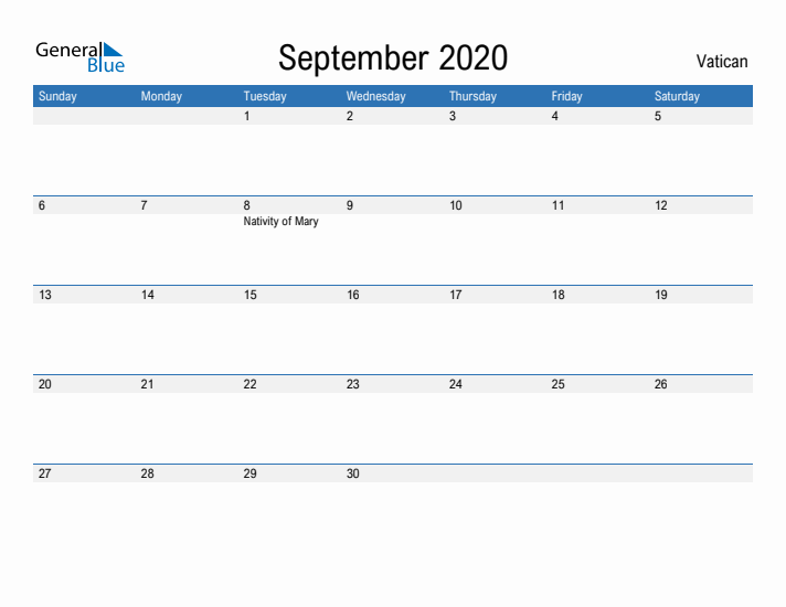 Fillable September 2020 Calendar