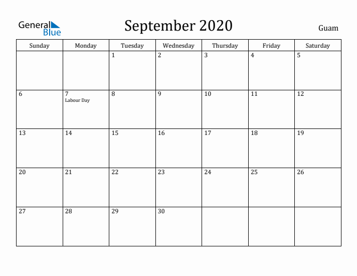 September 2020 Calendar Guam