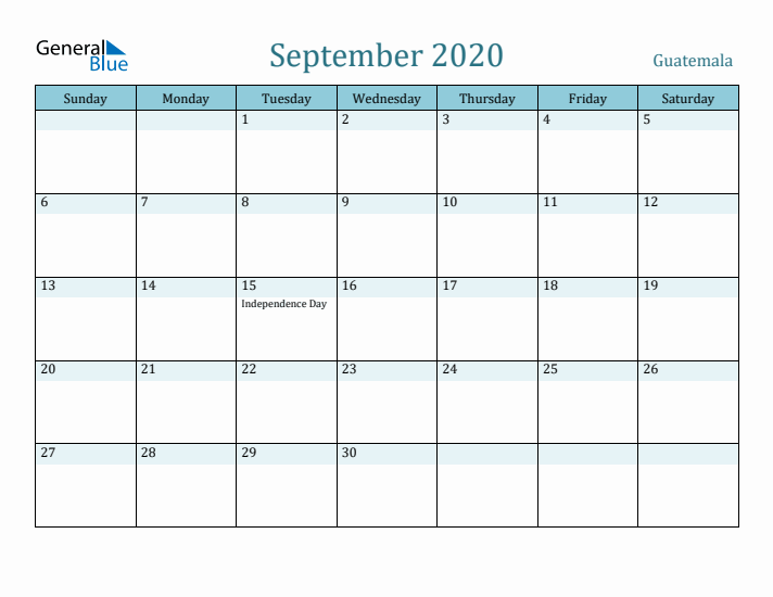 September 2020 Calendar with Holidays