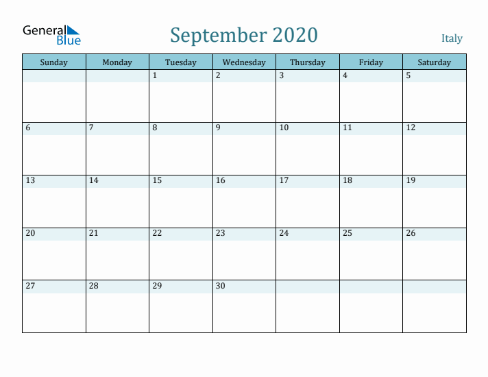 September 2020 Calendar with Holidays