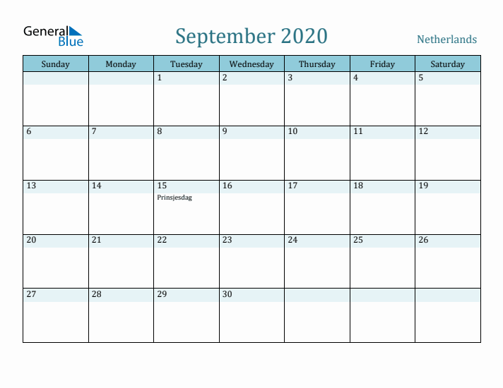 September 2020 Calendar with Holidays