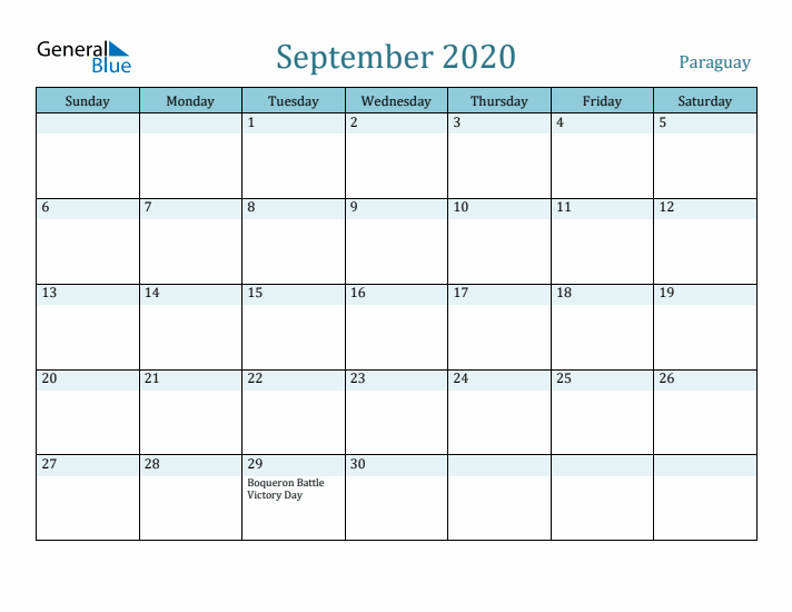 September 2020 Calendar with Holidays