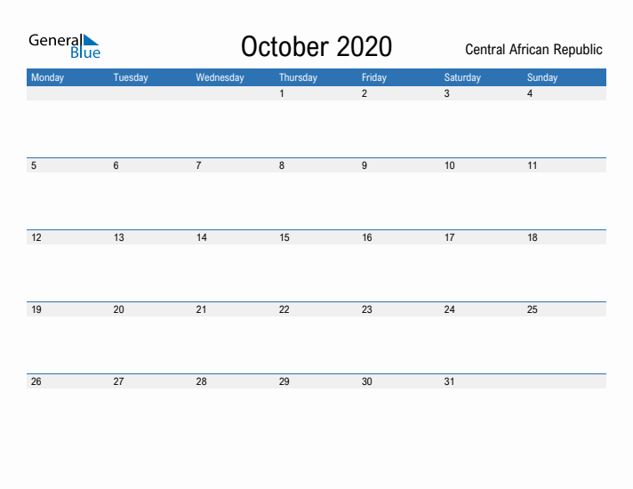 Fillable October 2020 Calendar