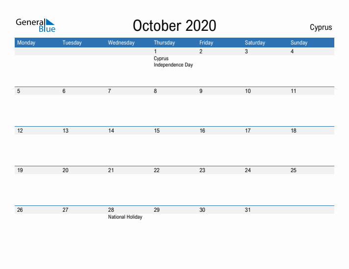 Fillable October 2020 Calendar