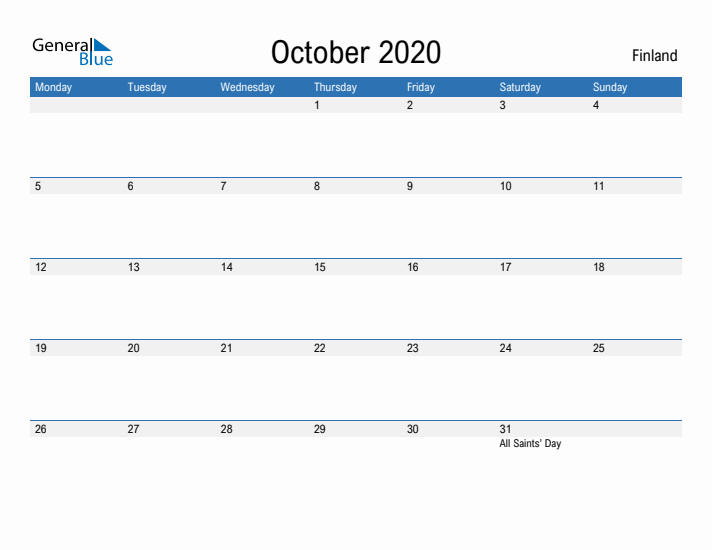 Fillable October 2020 Calendar