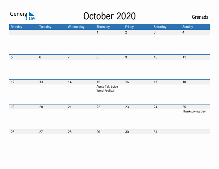 Fillable October 2020 Calendar