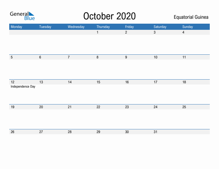 Fillable October 2020 Calendar